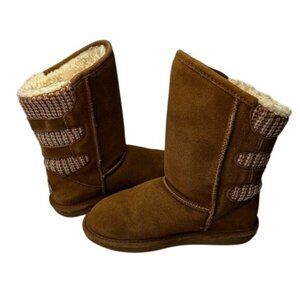 Bearpaw Boshie Hickory Youth Suede/Knit Upper Boots Size 5
